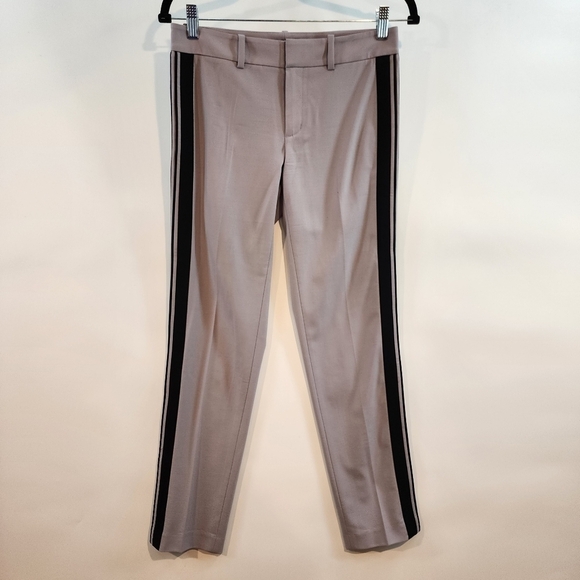 Vince Wool Blend Trouser Pants Tuxedo‎ Stripe Cropped Ankle Pant Grey/Black sz 0 - Picture 3 of 10